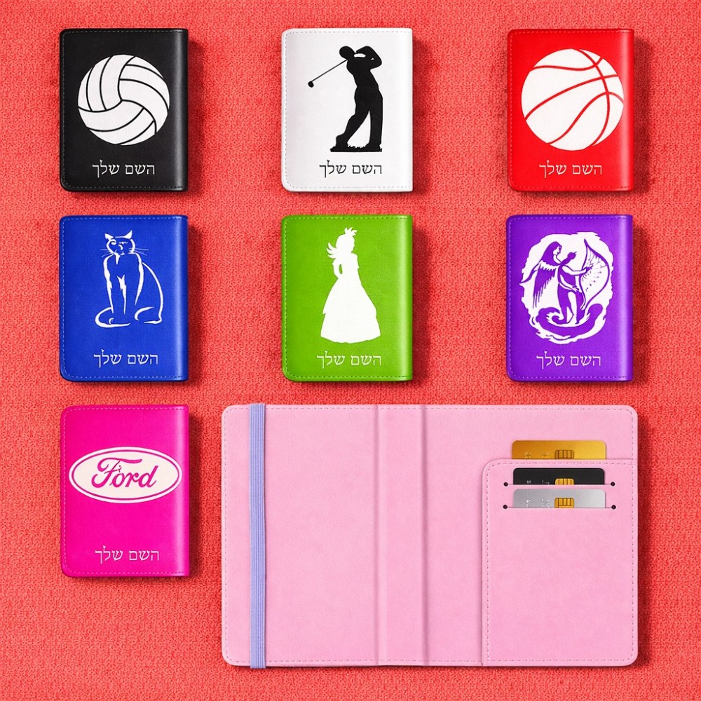 כיסוי דרכון ת.ז ארנק צבע פנימי ורוד בעיצוב אישי