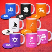 ספל + תחתית עגולה בעיצוב אישי