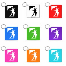 מחזיק מפתחות בצורת ריבוע בעיצוב אישי עם השם שלך בעיצוב אישה רוקדת עם גבר גודל המחזיק 5 × 5 ס"מ