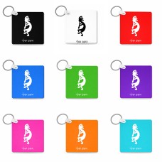 מחזיק מפתחות בצורת ריבוע בעיצוב אישי עם השם שלך בעיצוב קוקופלי גודל המחזיק 5 × 5 ס"מ