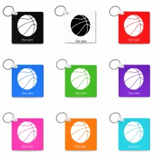 מחזיק מפתחות בצורת ריבוע בעיצוב אישי עם השם שלך בעיצוב כדורסל גודל המחזיק 5 × 5 ס"מ