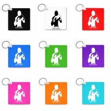 מחזיק מפתחות בצורת ריבוע בעיצוב אישי עם השם שלך בעיצוב אגרוף גודל המחזיק 5 × 5 ס"מ