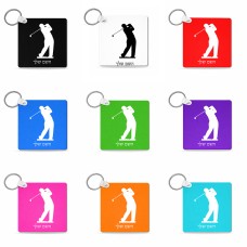 מחזיק מפתחות בצורת ריבוע בעיצוב אישי עם השם שלך בעיצוב שחקן גולף גודל המחזיק 5 × 5 ס"מ