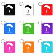 מחזיק מפתחות בצורת ריבוע בעיצוב אישי עם השם שלך בעיצוב צניחה חופשית גודל המחזיק 5 × 5 ס"מ