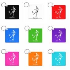 מחזיק מפתחות בצורת ריבוע בעיצוב אישי עם השם שלך בעיצוב שחקן כדורגל גודל המחזיק 5 × 5 ס"מ