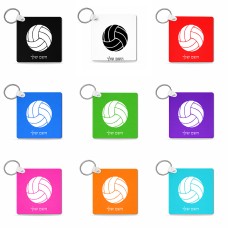 מחזיק מפתחות בצורת ריבוע בעיצוב אישי עם השם שלך בעיצוב כדור כדורעף גודל המחזיק 5 × 5 ס"מ