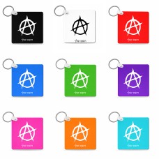 מחזיק מפתחות בצורת ריבוע בעיצוב אישי עם השם שלך בעיצוב אנרכיה גודל המחזיק 5 × 5 ס"מ