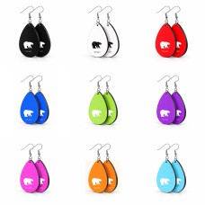 זוג עגילים בצורת טיפה בעיצוב אישי עם השם שלך בעיצוב דוב גודל העגילים 2.5 × 3.8 ס"מ