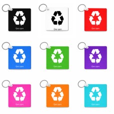 מחזיק מפתחות בצורת ריבוע בעיצוב אישי עם השם שלך בעיצוב למחזר גודל המחזיק 5 × 5 ס"מ