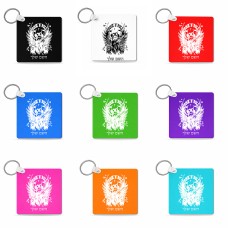 מחזיק מפתחות בצורת ריבוע בעיצוב אישי עם השם שלך בעיצוב רוקנרול גודל המחזיק 5 × 5 ס"מ