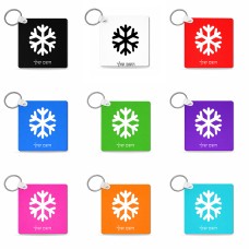 מחזיק מפתחות בצורת ריבוע בעיצוב אישי עם השם שלך בעיצוב שלג גודל המחזיק 5 × 5 ס"מ