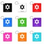 מחזיק מפתחות בצורת ריבוע בעיצוב אישי עם השם שלך בעיצוב מגן דוד - מגן דוד - ישראל גודל המחזיק 5 × 5 ס"מ