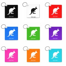 מחזיק מפתחות בצורת ריבוע בעיצוב אישי עם השם שלך בעיצוב קנגורו גודל המחזיק 5 × 5 ס"מ