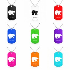 שרשרת דיסקיט מאלומיניום בעיצוב אישי עם השם שלך בעיצוב דוב גודל הדיסקיט 2.9 × 5 ס"מ