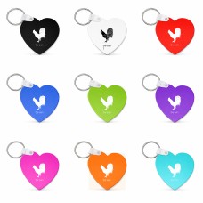 מחזיק מפתחות בצורת לב בעיצוב אישי עם השם שלך בעיצוב תרנגול גודל המחזיק 5 × 5 ס"מ