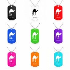 שרשרת דיסקיט מאלומיניום בעיצוב אישי עם השם שלך בעיצוב גמל גודל הדיסקיט 2.9 × 5 ס"מ