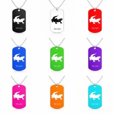 שרשרת דיסקיט מאלומיניום בעיצוב אישי עם השם שלך בעיצוב תנין גודל הדיסקיט 2.9 × 5 ס"מ