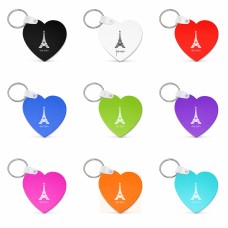 מחזיק מפתחות בצורת לב בעיצוב אישי עם השם שלך בעיצוב מגדל אייפל גודל המחזיק 5 × 5 ס"מ