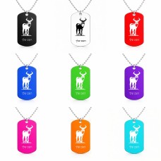 שרשרת דיסקיט מאלומיניום בעיצוב אישי עם השם שלך בעיצוב צבי גודל הדיסקיט 2.9 × 5 ס"מ