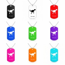 שרשרת דיסקיט מאלומיניום בעיצוב אישי עם השם שלך בעיצוב דינוזאור גודל הדיסקיט 2.9 × 5 ס"מ