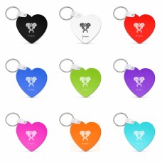 מחזיק מפתחות בצורת לב בעיצוב אישי עם השם שלך בעיצוב פרחי קרן גודל המחזיק 5 × 5 ס"מ