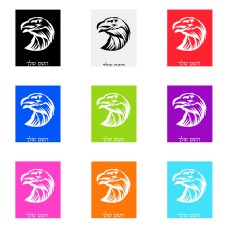 שלט אלומיניום גדול לחדר בעיצוב אישי עם השם שלך בעיצוב ראש נשר גודל השלט 20 × 25 ס"מ.