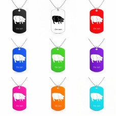 שרשרת דיסקיט מאלומיניום בעיצוב אישי עם השם שלך בעיצוב חזיר גודל הדיסקיט 2.9 × 5 ס"מ