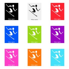 שלט אלומיניום גדול לחדר בעיצוב אישי עם השם שלך בעיצוב סקי אולימפי גודל השלט 20 × 25 ס"מ.