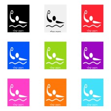 שלט אלומיניום גדול לחדר בעיצוב אישי עם השם שלך בעיצוב כדור מים אולימפי גודל השלט 20 × 25 ס"מ.