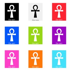 שלט אלומיניום גדול לחדר בעיצוב אישי עם השם שלך בעיצוב אנק - מפתח החיים המצרי גודל השלט 20 × 25 ס"מ.