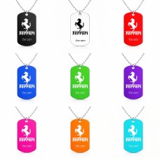 שרשרת דיסקיט מאלומיניום בעיצוב אישי עם השם שלך בעיצוב פרארי גודל הדיסקיט 2.9 × 5 ס"מ