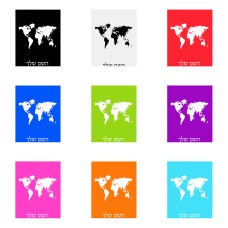 שלט אלומיניום גדול לחדר בעיצוב אישי עם השם שלך בעיצוב מפת העולם גודל השלט 20 × 25 ס"מ.