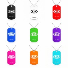 שרשרת דיסקיט מאלומיניום בעיצוב אישי עם השם שלך בעיצוב קיה גודל הדיסקיט 2.9 × 5 ס"מ