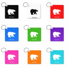 מחזיק מפתחות בצורת ריבוע בעיצוב אישי עם השם שלך בעיצוב דוב גודל המחזיק 5 × 5 ס"מ