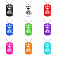 שרשרת דיסקיט מאלומיניום בעיצוב אישי עם השם שלך בעיצוב מלך הגריל גודל הדיסקיט 2.9 × 5 ס"מ