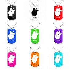 שרשרת דיסקיט מאלומיניום בעיצוב אישי עם השם שלך בעיצוב צלם - גברים גודל הדיסקיט 2.9 × 5 ס"מ