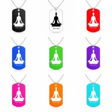 שרשרת דיסקיט מאלומיניום בעיצוב אישי עם השם שלך בעיצוב אימון יוגה גודל הדיסקיט 2.9 × 5 ס"מ