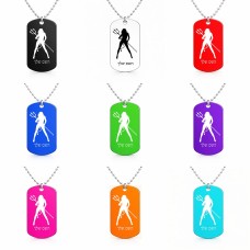 שרשרת דיסקיט מאלומיניום בעיצוב אישי עם השם שלך בעיצוב אישה שטן גודל הדיסקיט 2.9 × 5 ס"מ