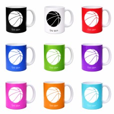 ספל תה \ קפה בעיצוב אישי עם השם שלך בעיצוב כדורסל גודל הספל 325 מ"ל