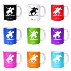 ספל תה \ קפה בעיצוב אישי עם השם שלך בעיצוב שחקן פולו - סוס גודל הספל 325 מ"ל