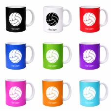 ספל תה \ קפה בעיצוב אישי עם השם שלך בעיצוב כדור כדורעף גודל הספל 325 מ"ל