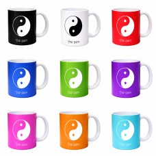 ספל תה \ קפה בעיצוב אישי עם השם שלך בעיצוב סמל יינג יאנג גודל הספל 325 מ"ל