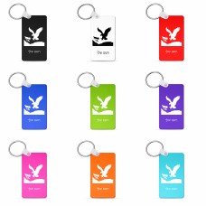 מחזיק מפתחות בצורת מלבן בעיצוב אישי עם השם שלך בעיצוב נשר אמריקאי גודל המחזיק 6 × 4 ס"מ