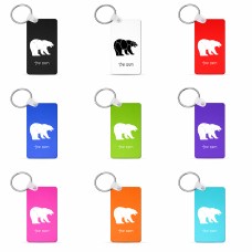 מחזיק מפתחות בצורת מלבן בעיצוב אישי עם השם שלך בעיצוב דוב גודל המחזיק 6 × 4 ס"מ