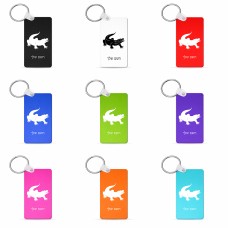 מחזיק מפתחות בצורת מלבן בעיצוב אישי עם השם שלך בעיצוב תנין גודל המחזיק 6 × 4 ס"מ