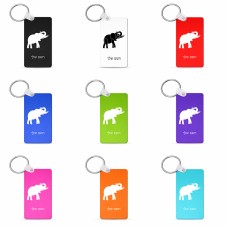 מחזיק מפתחות בצורת מלבן בעיצוב אישי עם השם שלך בעיצוב פיל גודל המחזיק 6 × 4 ס"מ