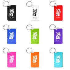 מחזיק מפתחות בצורת מלבן בעיצוב אישי עם השם שלך בעיצוב ארנב מחזיק גזר גודל המחזיק 6 × 4 ס"מ