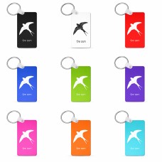 מחזיק מפתחות בצורת מלבן בעיצוב אישי עם השם שלך בעיצוב לבלוע גודל המחזיק 6 × 4 ס"מ