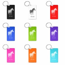 מחזיק מפתחות בצורת מלבן בעיצוב אישי עם השם שלך בעיצוב זברה גודל המחזיק 6 × 4 ס"מ