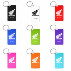 מחזיק מפתחות בצורת מלבן בעיצוב אישי עם השם שלך בעיצוב הונדה גודל המחזיק 6 × 4 ס"מ